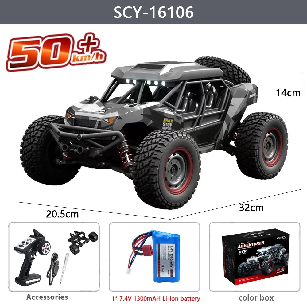 16106 1:16 50KM/H 4WD RC Car With LED Remote Control Off-road Cars High Speed Drift Monster Truck for Kids vs Wltoys 144001 Toys