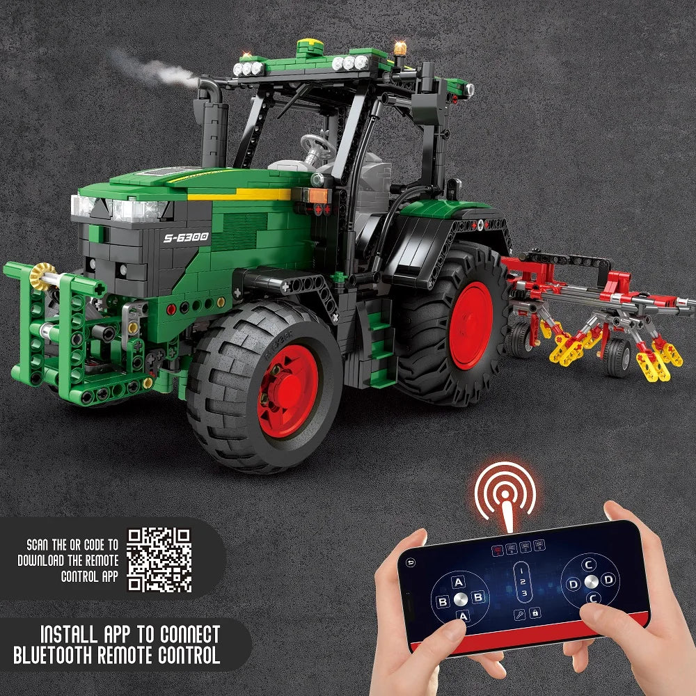 Farm Tractor Building Blocks Set, 1828pcs Remote Control Tractor Vehicles Toy Model Building Kit, Gift Toys for Teens Age 14+