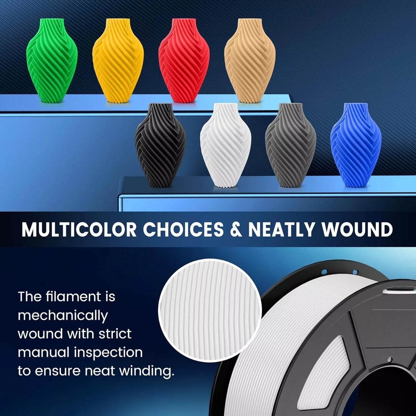 JAYO 3D PETG Filament 1.75mm +/-0.02mm 1100g PLA Printer Filament Neatly Wound 3D Printing Material For Bambu FDM 3D Printer