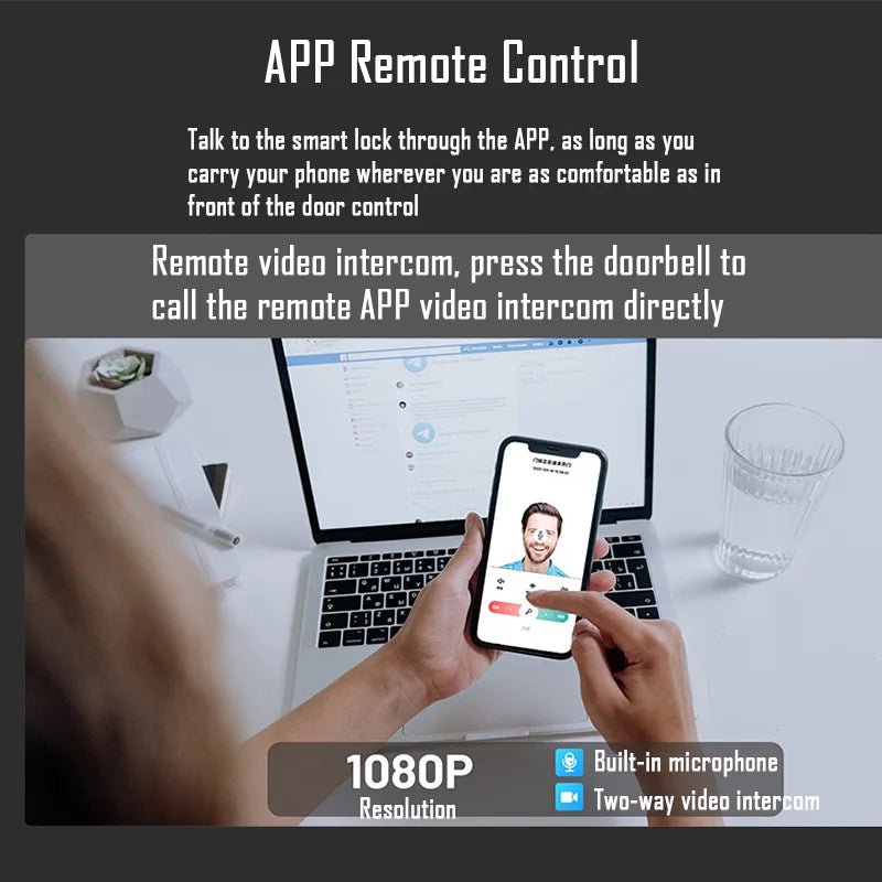 Wifi  Face Recognition Smart Door Lock With Camera Video Call Voice Intercom Digital Door Lock Automatic Door Lock