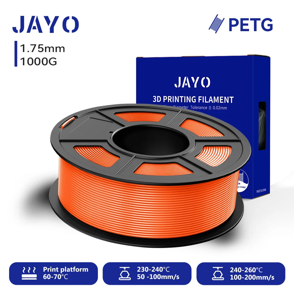 JAYO 3D PETG Filament 1.75mm +/-0.02mm 1100g PLA Printer Filament Neatly Wound 3D Printing Material For Bambu FDM 3D Printer