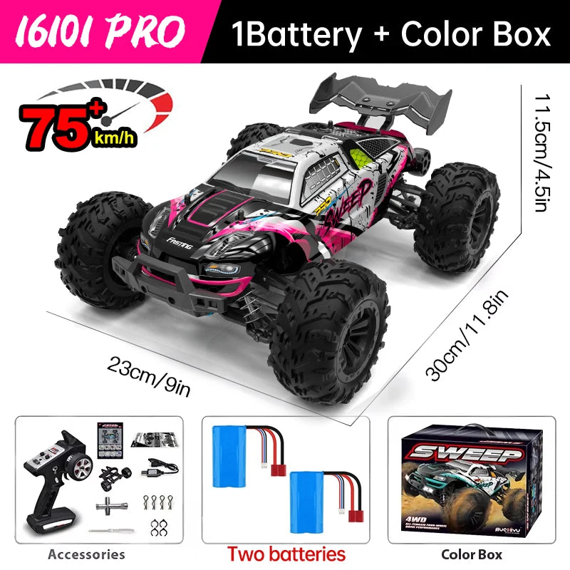 Pro 1:16 75KM/H 4WD RC Car With LED Light 2.4G Remote Control Cars High Speed Drift Monster Truck