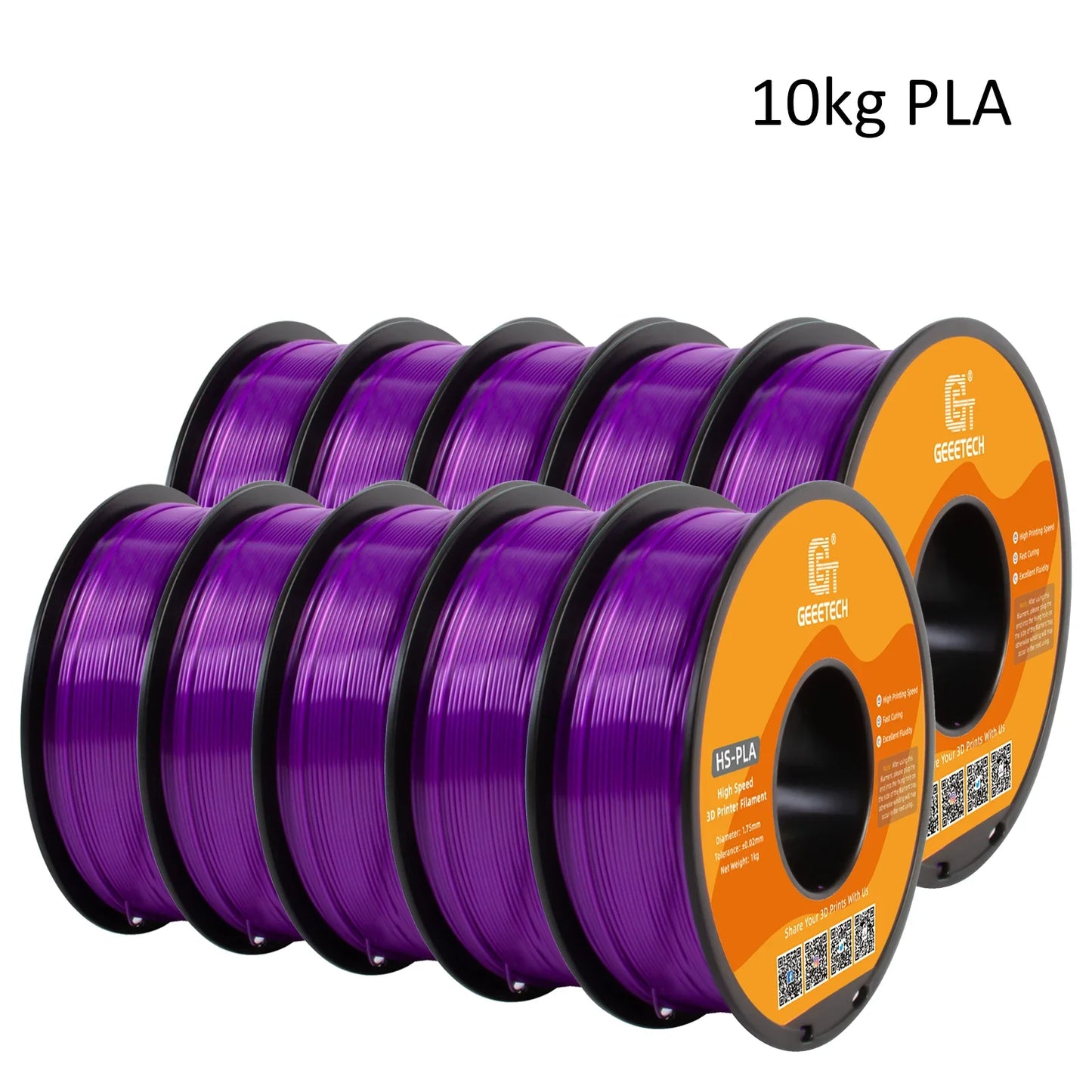 GEEETECH 10Kg High Speed PLA 3d priner Filament 1kg 1.75mm, faster curing & printing speed, higher printing quality