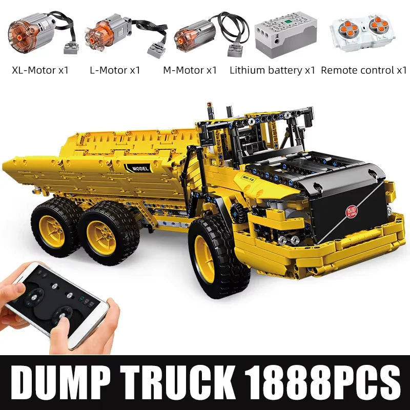 Mould King 17010 Technical Truck Toys The RC MOC-8002 Dump Truck Building Block Assembly Car Brick Set Kids