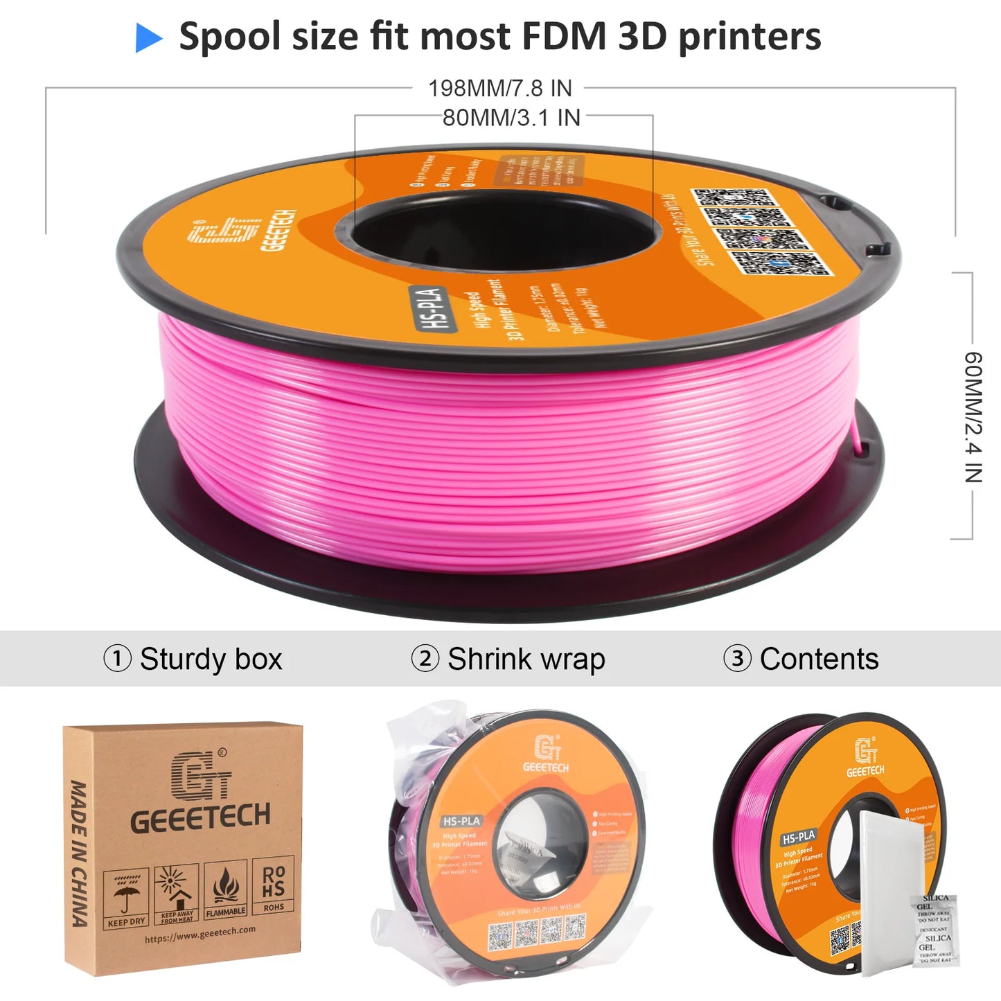 GEEETECH 10Kg High Speed PLA 3d priner Filament 1kg 1.75mm, faster curing & printing speed, higher printing quality