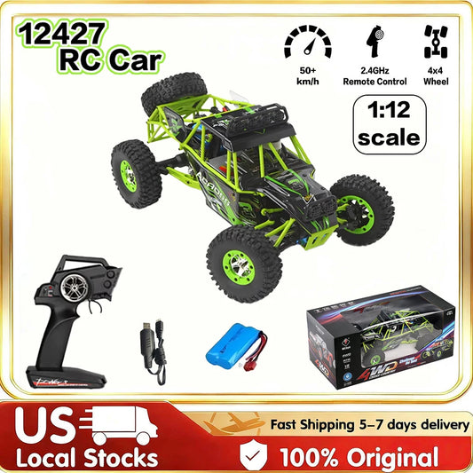 WLtoys 12427 50 km/h Max Speed 2.4G 1:12 4WD Crawler Remote Control RC Car With LED Light Two Battery Buggy