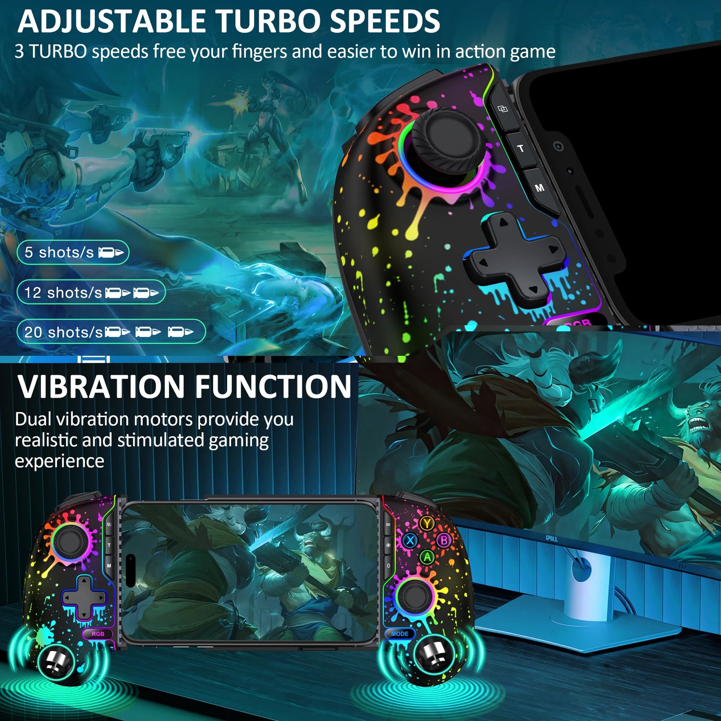 BEBONCOOL Gamepad Type-C Mobile Phone Controller Hall Effect Stretching Handle Joystick Android Ps Cloud Game Customized