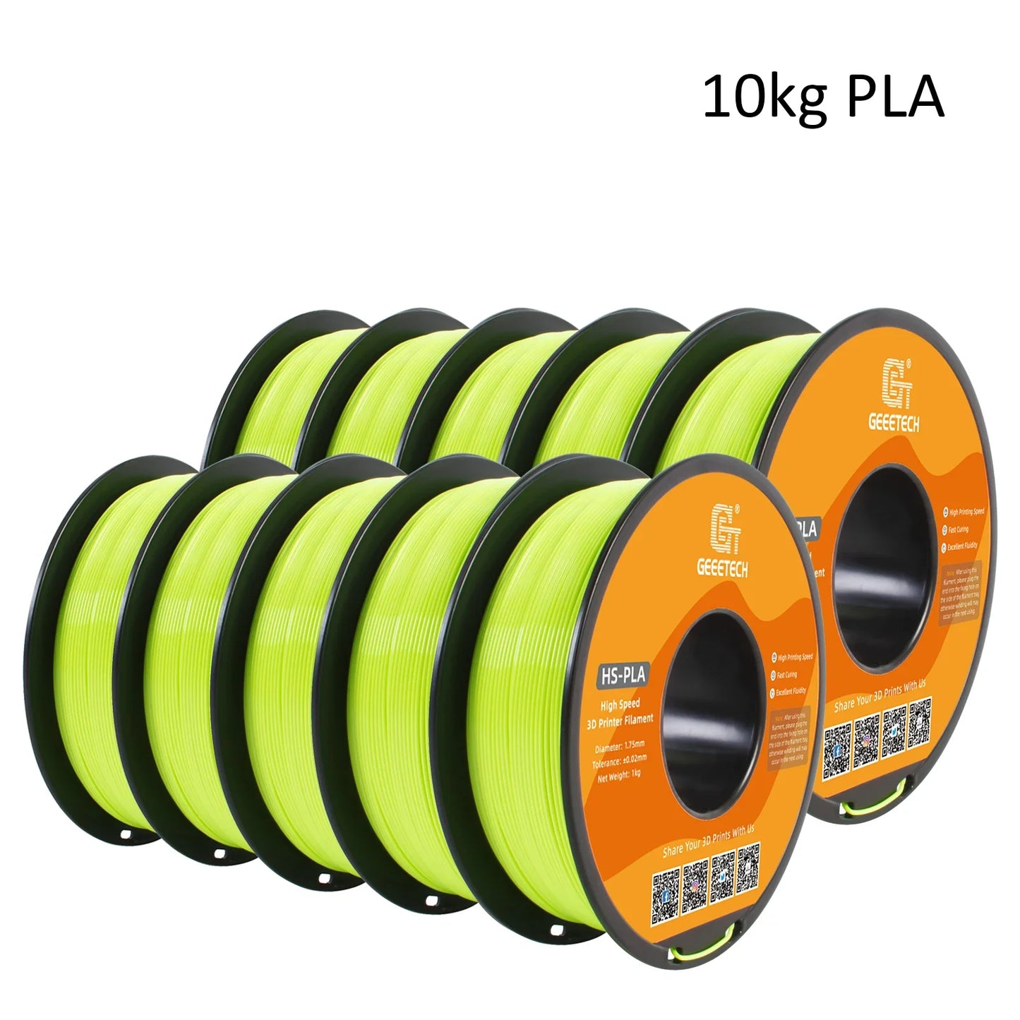 GEEETECH 10Kg High Speed PLA 3d priner Filament 1kg 1.75mm, faster curing & printing speed, higher printing quality