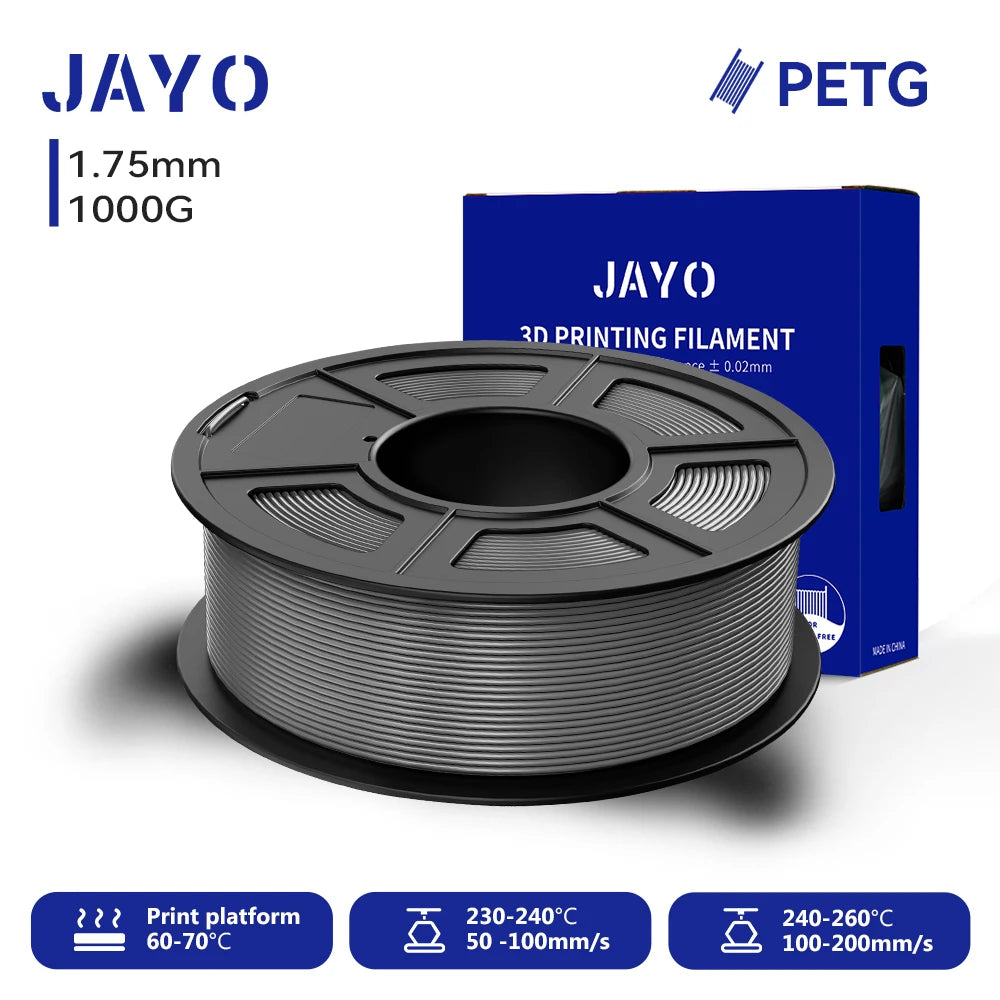 JAYO 3D PETG Filament 1.75mm +/-0.02mm 1100g PLA Printer Filament Neatly Wound 3D Printing Material For Bambu FDM 3D Printer