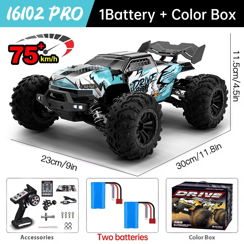 Pro 1:16 75KM/H 4WD RC Car With LED Light 2.4G Remote Control Cars High Speed Drift Monster Truck