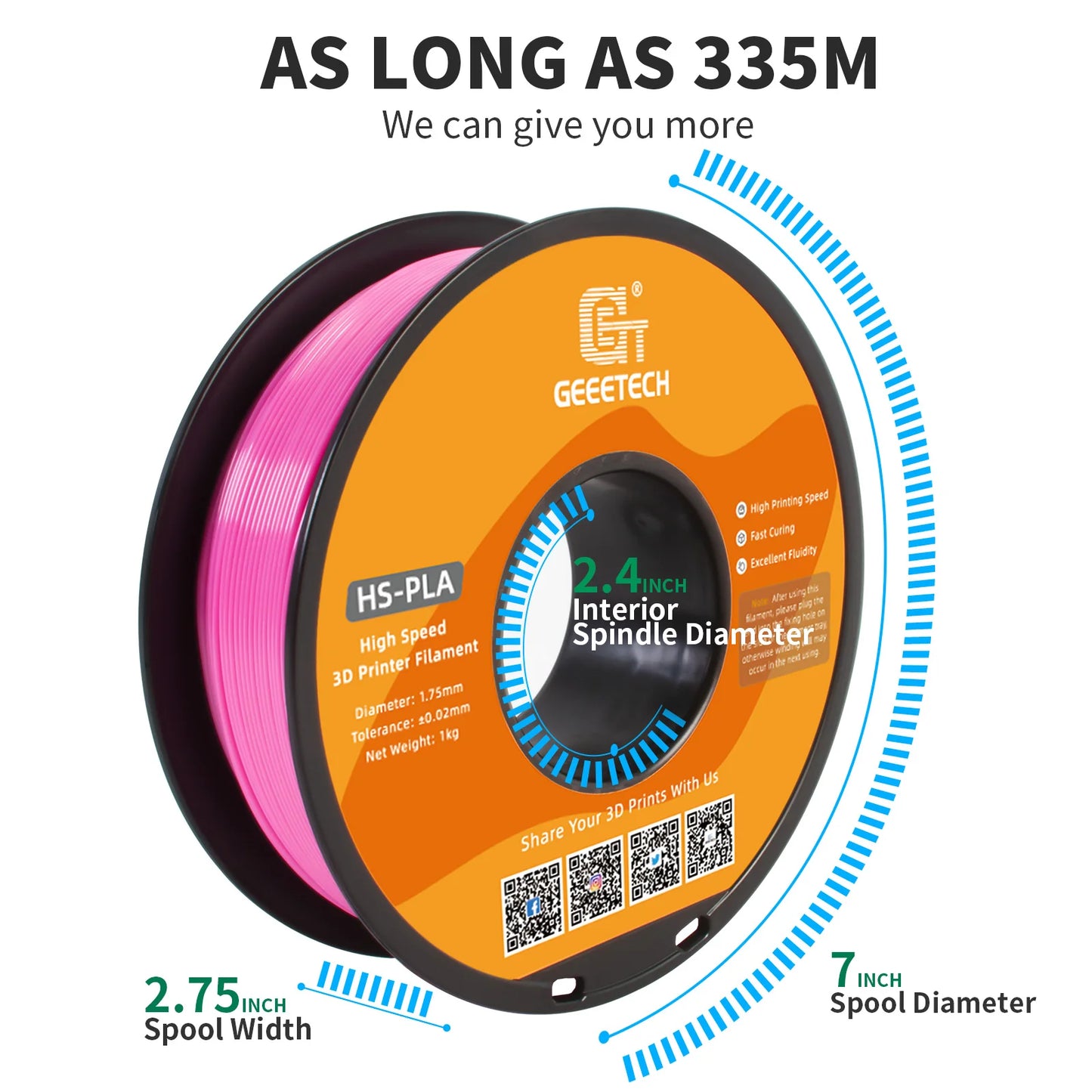 GEEETECH 10Kg High Speed PLA 3d priner Filament 1kg 1.75mm, faster curing & printing speed, higher printing quality