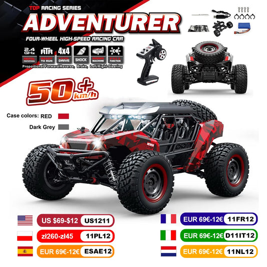 16106 1:16 50KM/H 4WD RC Car With LED Remote Control Off-road Cars High Speed Drift Monster Truck for Kids vs Wltoys 144001 Toys