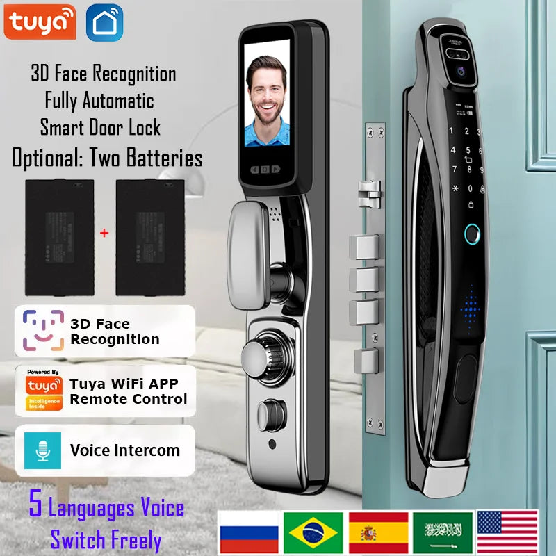 Wifi  Face Recognition Smart Door Lock With Camera Video Call Voice Intercom Digital Door Lock Automatic Door Lock