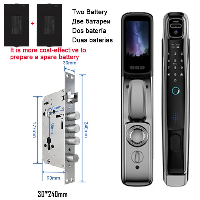 Wifi  Face Recognition Smart Door Lock With Camera Video Call Voice Intercom Digital Door Lock Automatic Door Lock