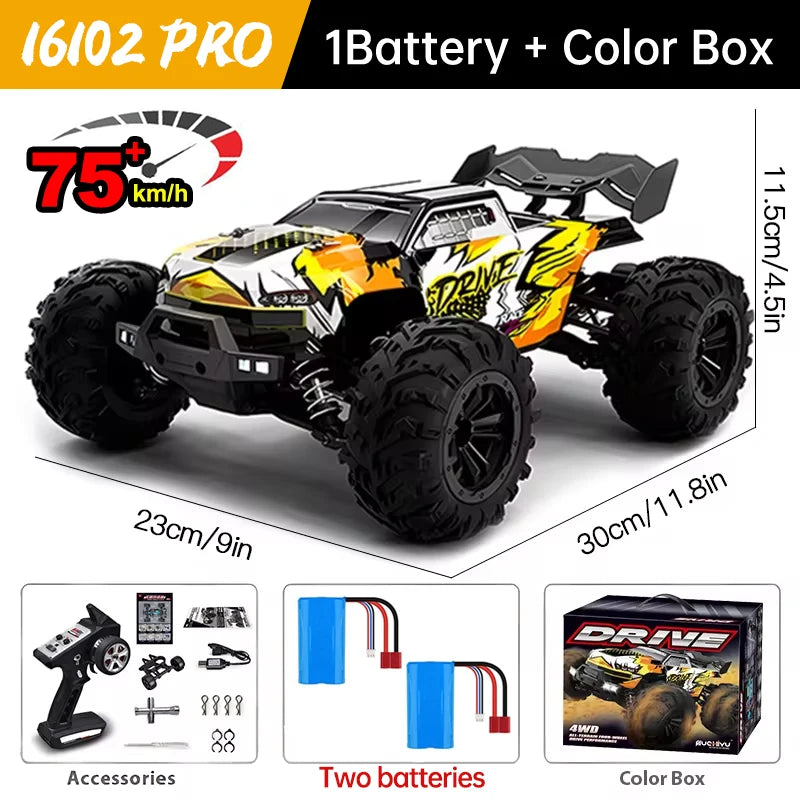 Pro 1:16 75KM/H 4WD RC Car With LED Light 2.4G Remote Control Cars High Speed Drift Monster Truck