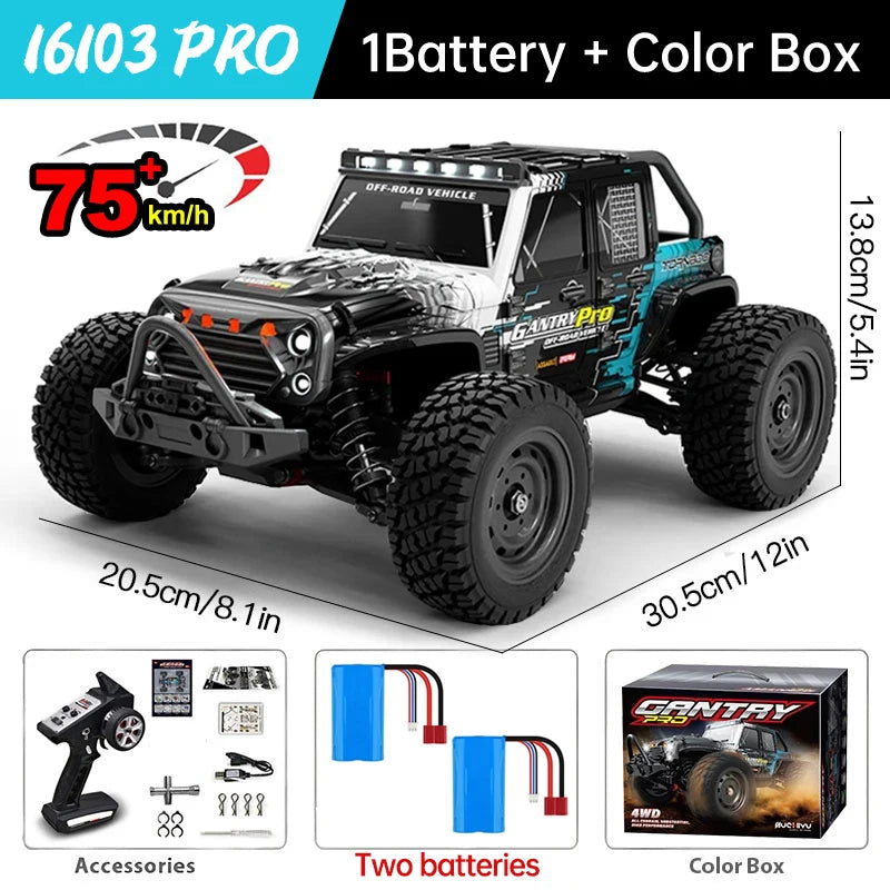 Pro 1:16 75KM/H 4WD RC Car With LED Light 2.4G Remote Control Cars High Speed Drift Monster Truck