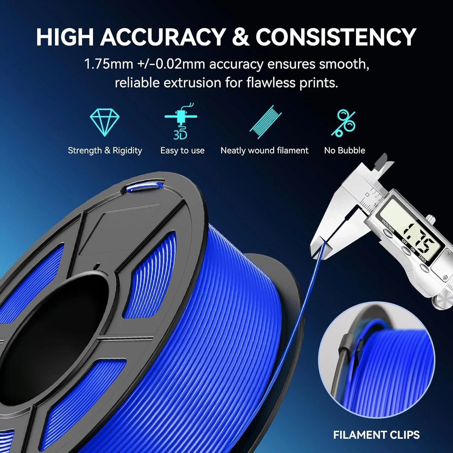 JAYO 3D PETG Filament 1.75mm +/-0.02mm 1100g PLA Printer Filament Neatly Wound 3D Printing Material For Bambu FDM 3D Printer