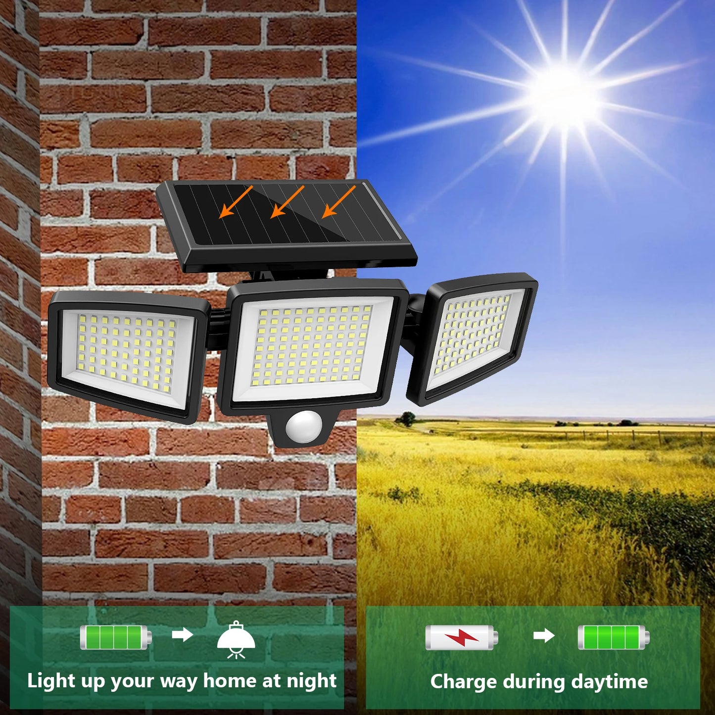 4-Pack Outdoor Solar Lights, Motion Sensor Security Lights for Porch, Garage, Yard Entrance, Patio