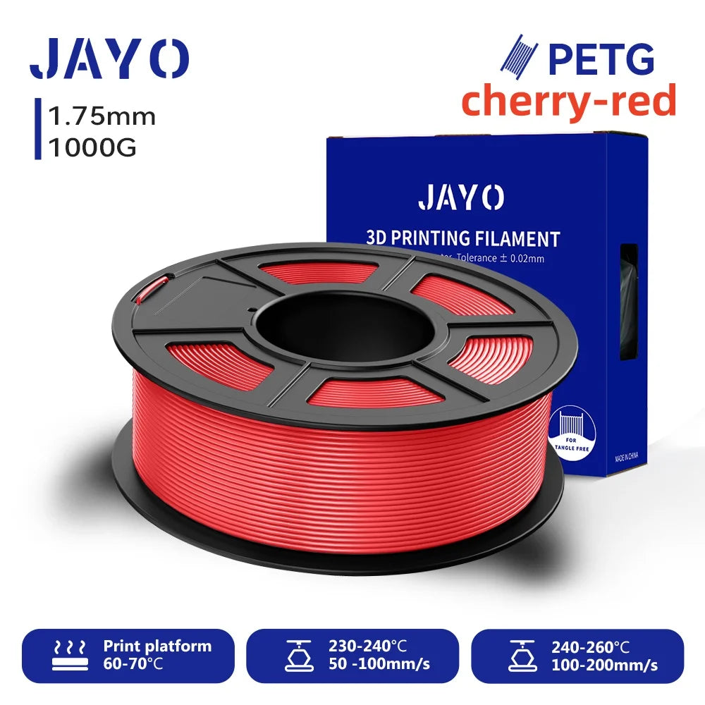 JAYO 3D PETG Filament 1.75mm +/-0.02mm 1100g PLA Printer Filament Neatly Wound 3D Printing Material For Bambu FDM 3D Printer
