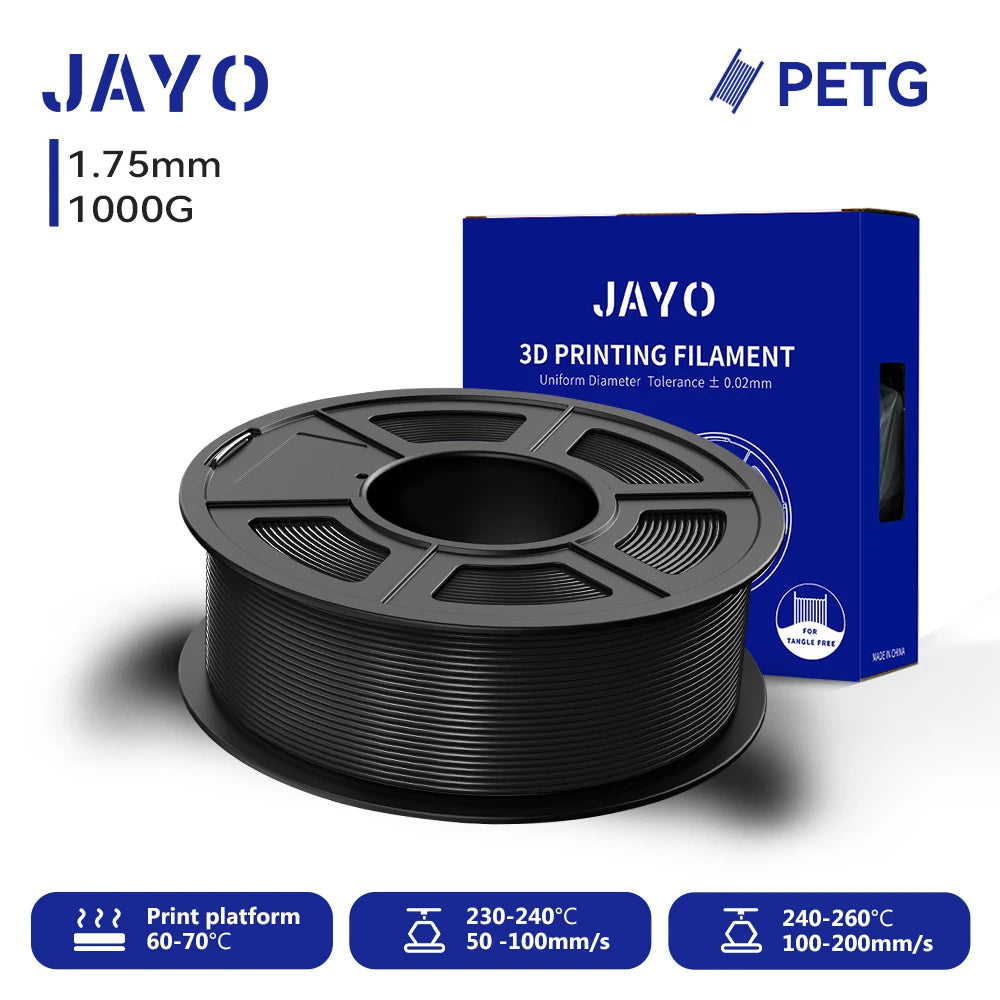 JAYO 3D PETG Filament 1.75mm +/-0.02mm 1100g PLA Printer Filament Neatly Wound 3D Printing Material For Bambu FDM 3D Printer