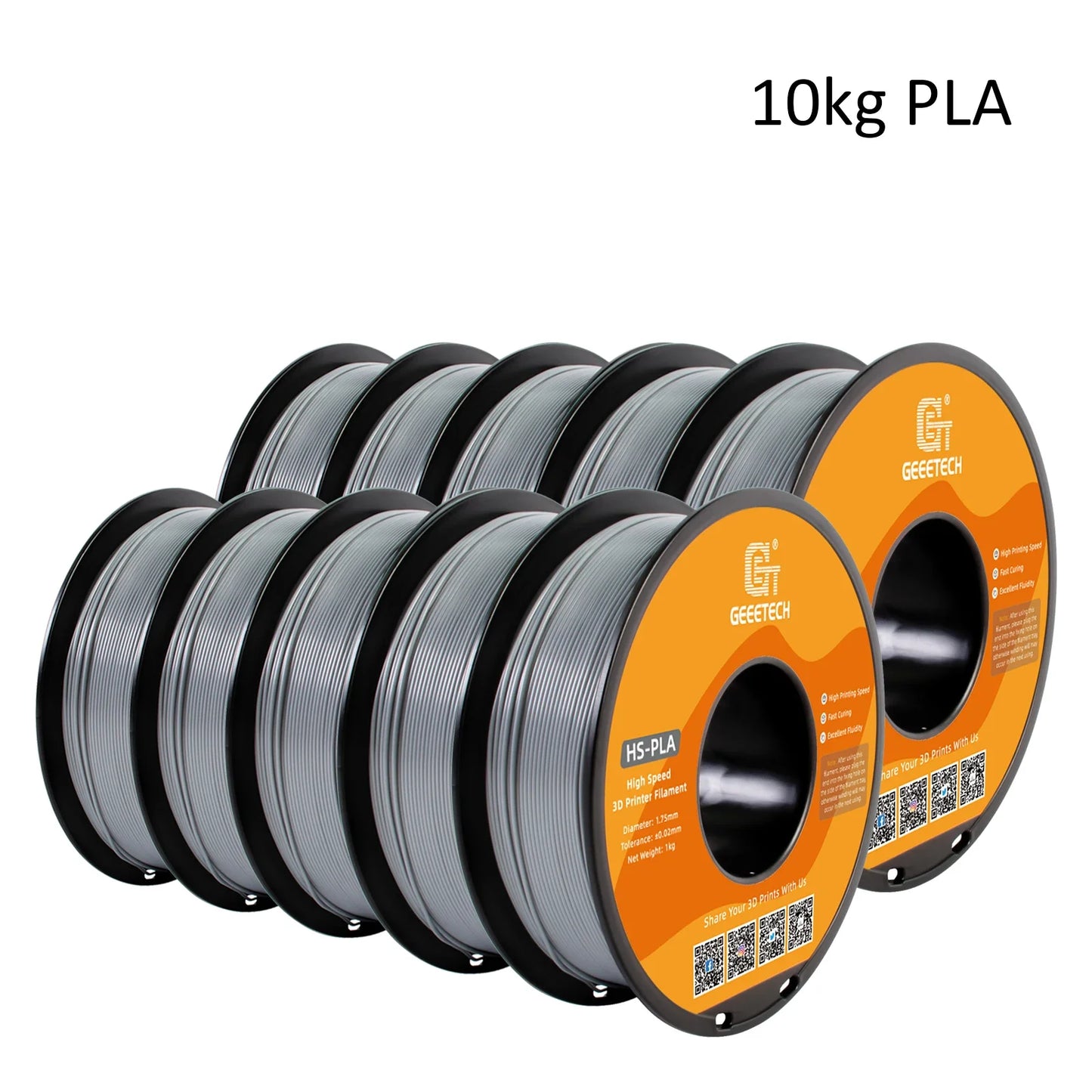 GEEETECH 10Kg High Speed PLA 3d priner Filament 1kg 1.75mm, faster curing & printing speed, higher printing quality