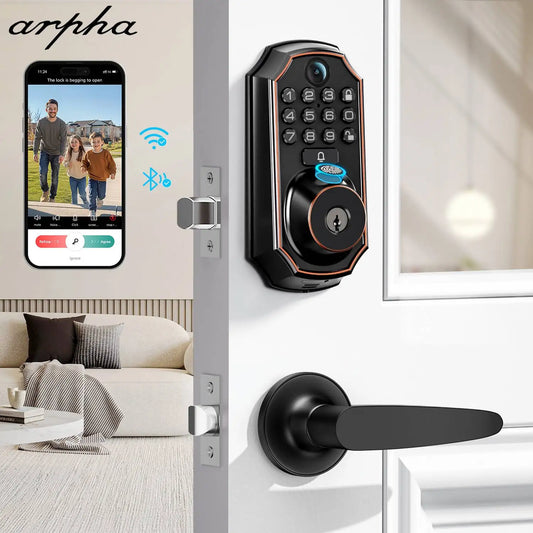 ARPHA Smart Lock D289L Set WiFi Video Smart Lock with Camera & Doorbell 5-in-1 Keyless Entry Fingerprint Door Lock Two-Way Audio