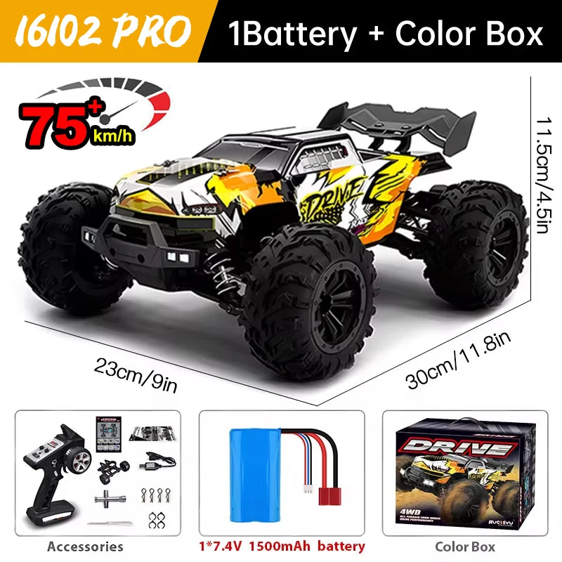 Pro 1:16 75KM/H 4WD RC Car With LED Light 2.4G Remote Control Cars High Speed Drift Monster Truck