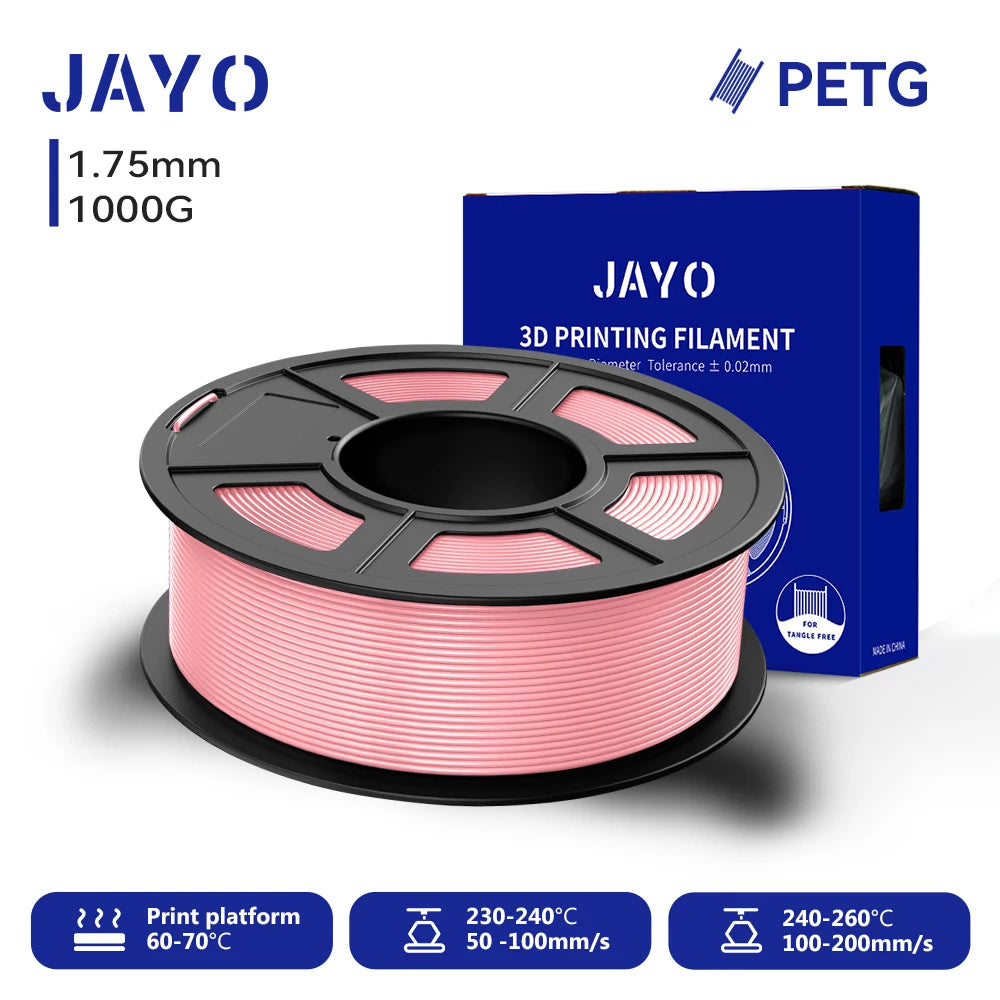 JAYO 3D PETG Filament 1.75mm +/-0.02mm 1100g PLA Printer Filament Neatly Wound 3D Printing Material For Bambu FDM 3D Printer