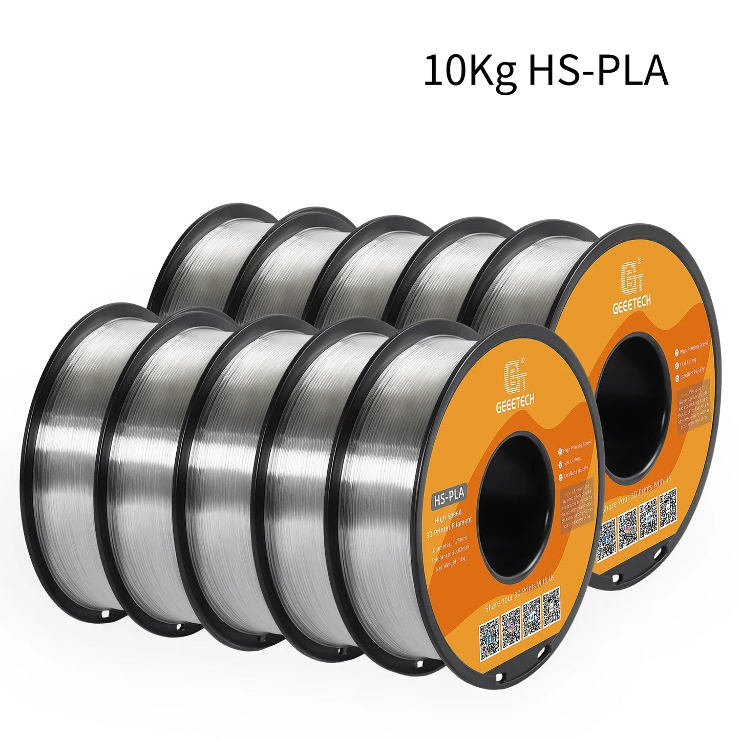 GEEETECH 10Kg High Speed PLA 3d priner Filament 1kg 1.75mm, faster curing & printing speed, higher printing quality