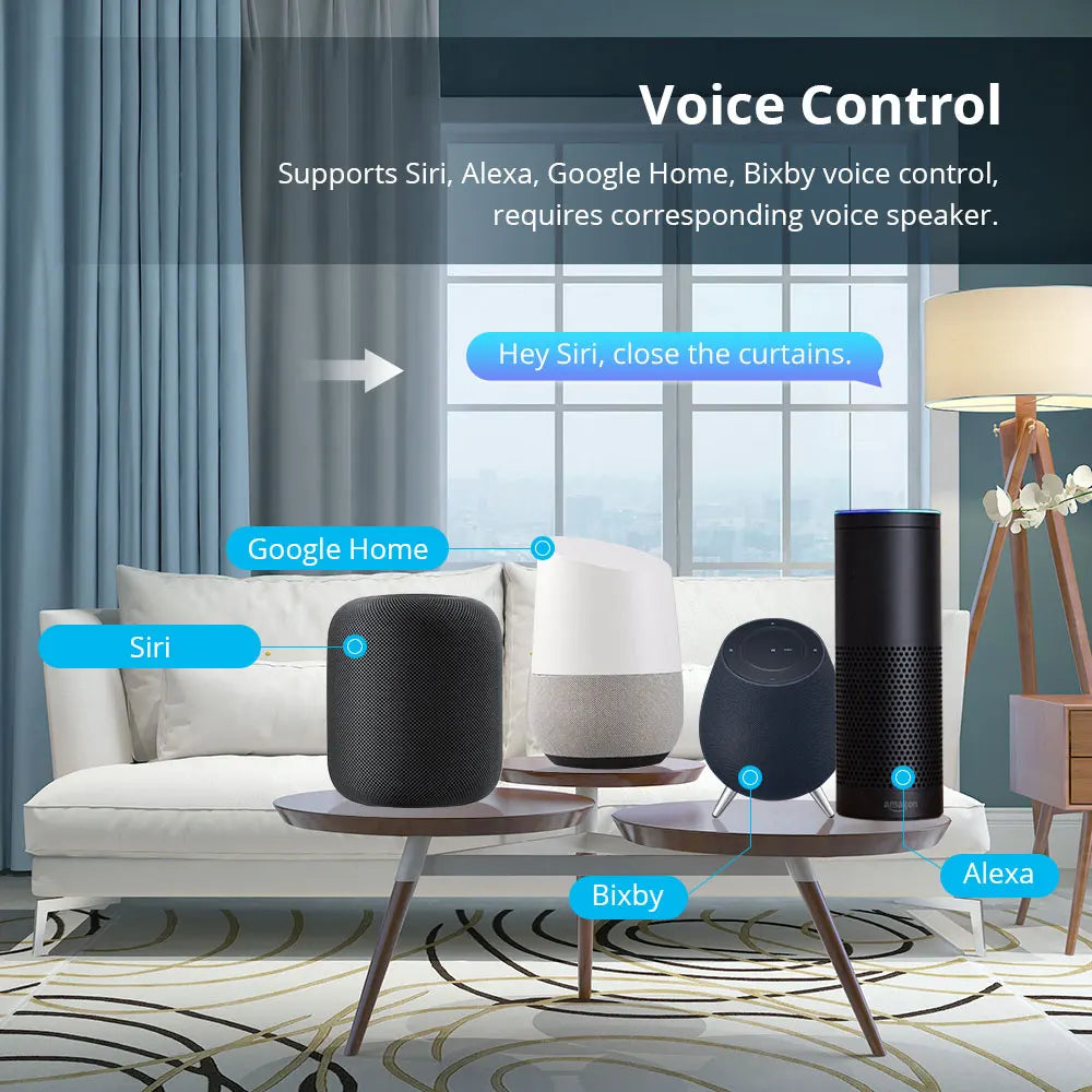 Zemismart Matter Over WiFi Electric Sliding Curtain Track with Smart Motor Support HomeKit SmartThings Alexa Google Home APP