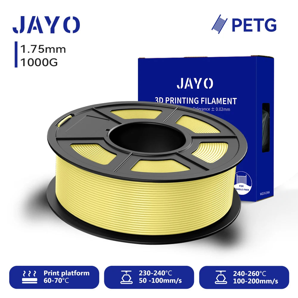 JAYO 3D PETG Filament 1.75mm +/-0.02mm 1100g PLA Printer Filament Neatly Wound 3D Printing Material For Bambu FDM 3D Printer