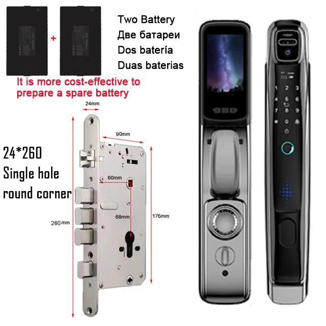 Wifi  Face Recognition Smart Door Lock With Camera Video Call Voice Intercom Digital Door Lock Automatic Door Lock