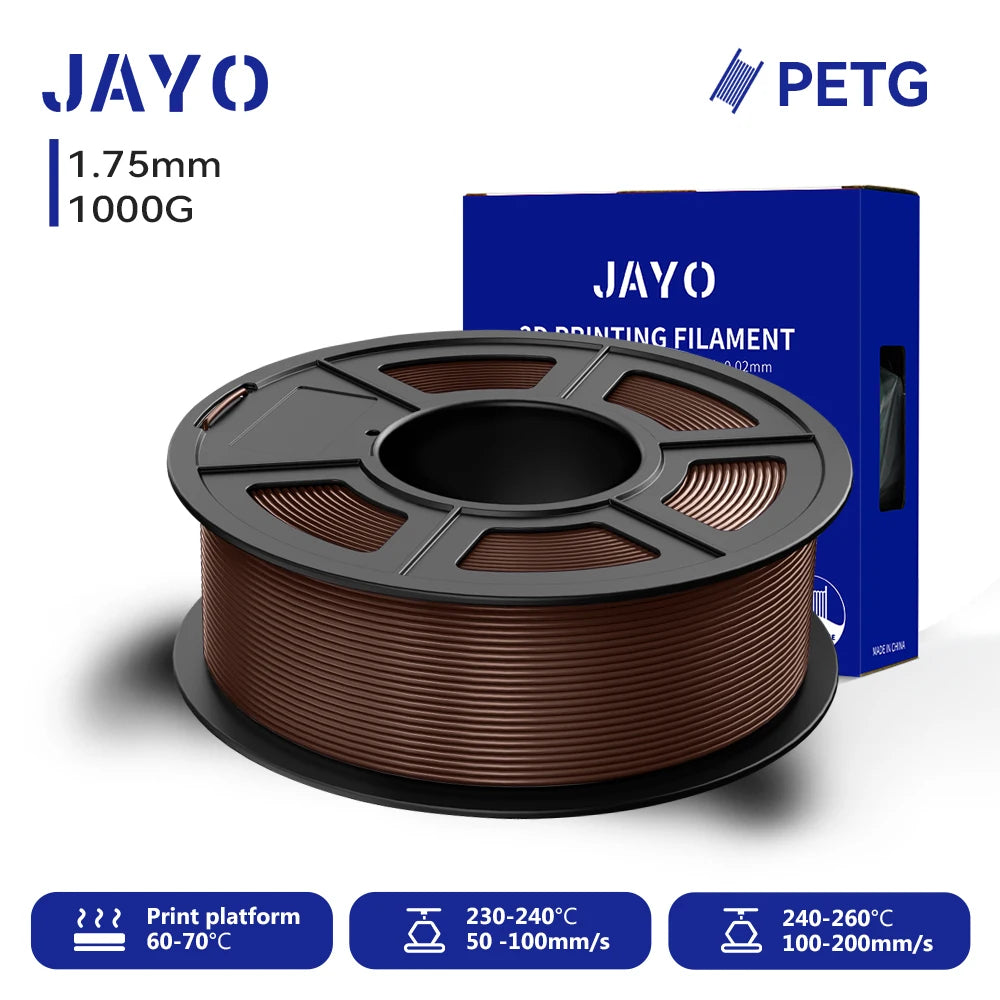 JAYO 3D PETG Filament 1.75mm +/-0.02mm 1100g PLA Printer Filament Neatly Wound 3D Printing Material For Bambu FDM 3D Printer