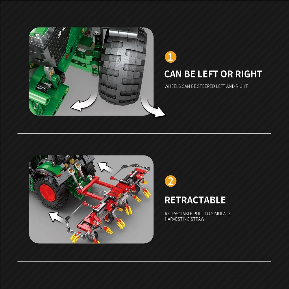 Farm Tractor Building Blocks Set, 1828pcs Remote Control Tractor Vehicles Toy Model Building Kit, Gift Toys for Teens Age 14+