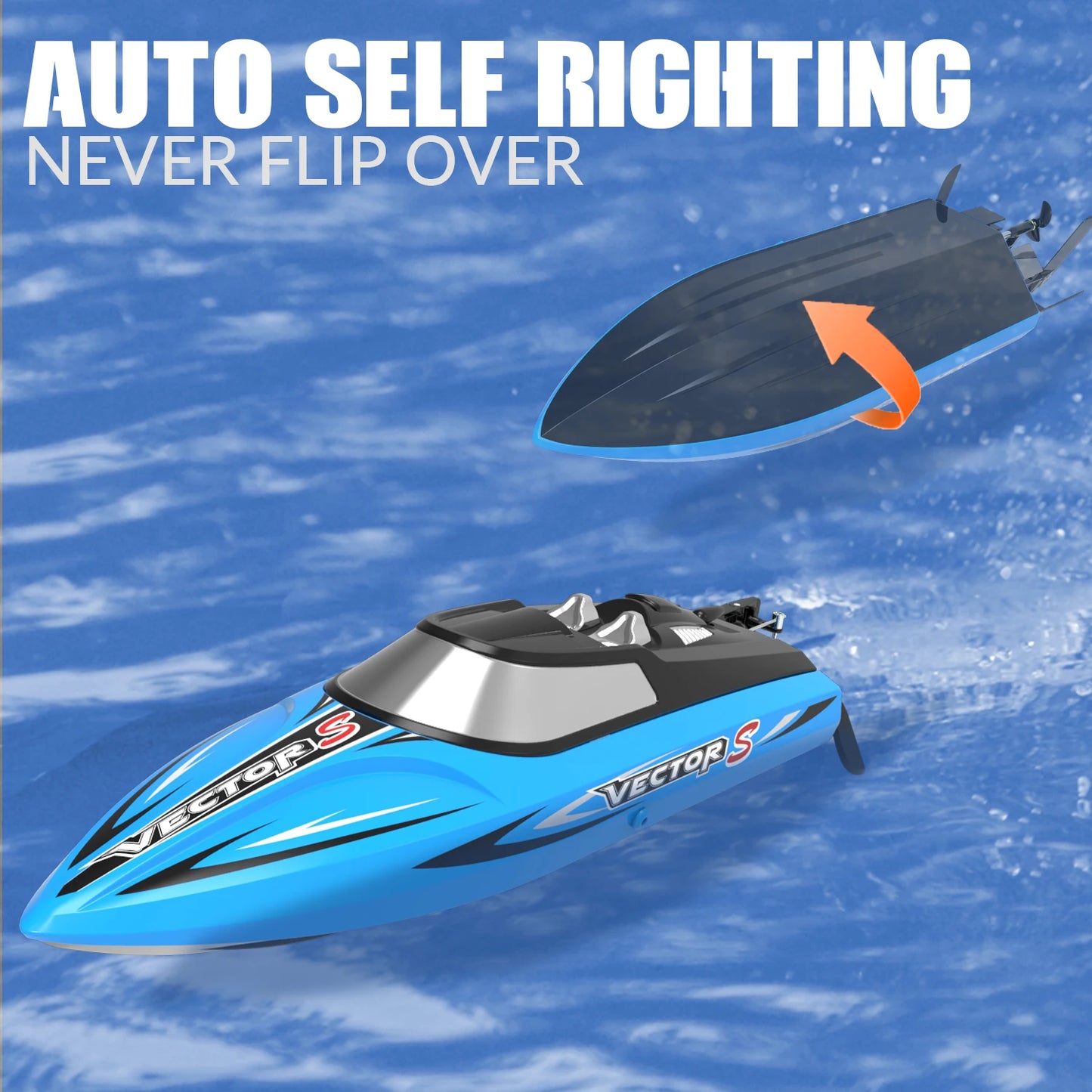 VOLANTEXRC RC Boat Racing High Speed Boat Control 2.4GHZ 48kmh Brushless Auto Self-Righting For Lake/Pool 797-4 With 1 Battery