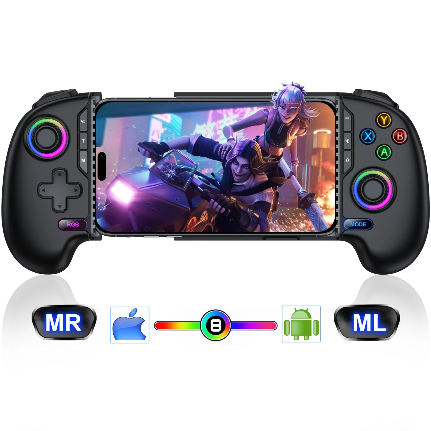 BEBONCOOL Gamepad Type-C Mobile Phone Controller Hall Effect Stretching Handle Joystick Android Ps Cloud Game Customized