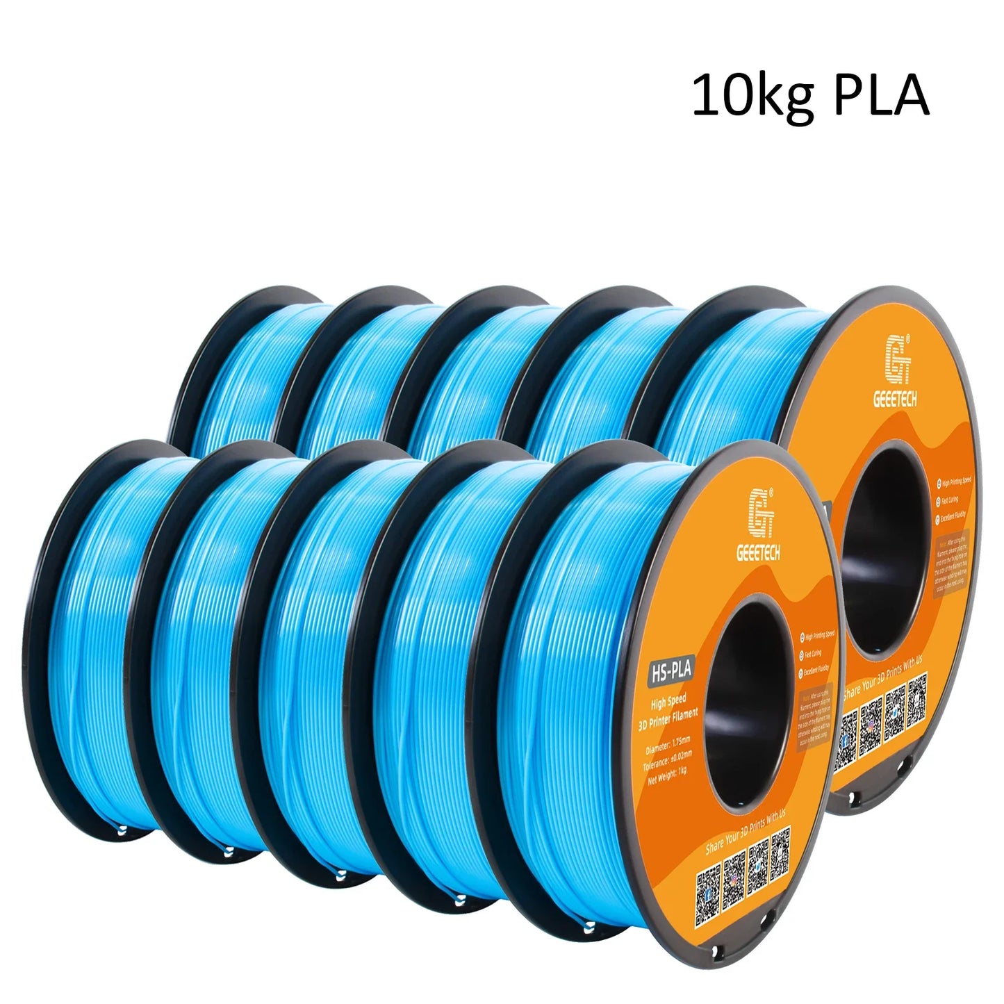 GEEETECH 10Kg High Speed PLA 3d priner Filament 1kg 1.75mm, faster curing & printing speed, higher printing quality