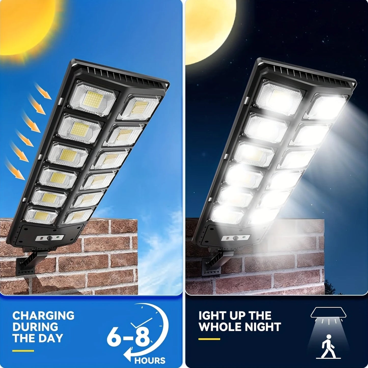 100,000LM Solar Flood Light6500K, 504 LEDs, IP65, Motion Sensor, Remote. For Parking Lot, Yard, Basketball Court