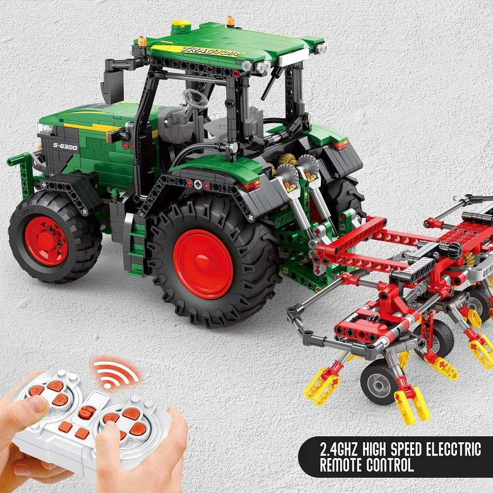 Farm Tractor Building Blocks Set, 1828pcs Remote Control Tractor Vehicles Toy Model Building Kit, Gift Toys for Teens Age 14+