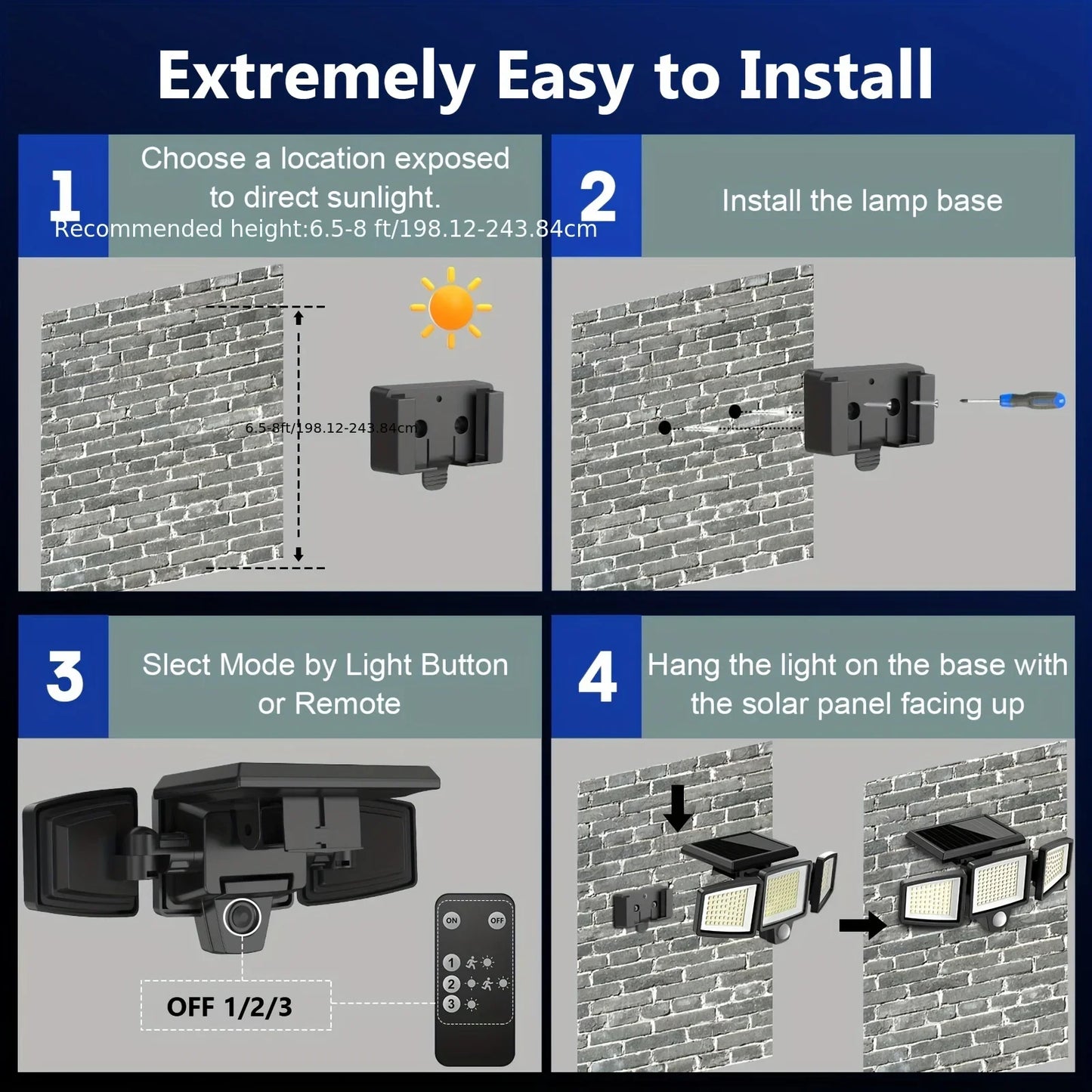 4-Pack Outdoor Solar Lights, Motion Sensor Security Lights for Porch, Garage, Yard Entrance, Patio
