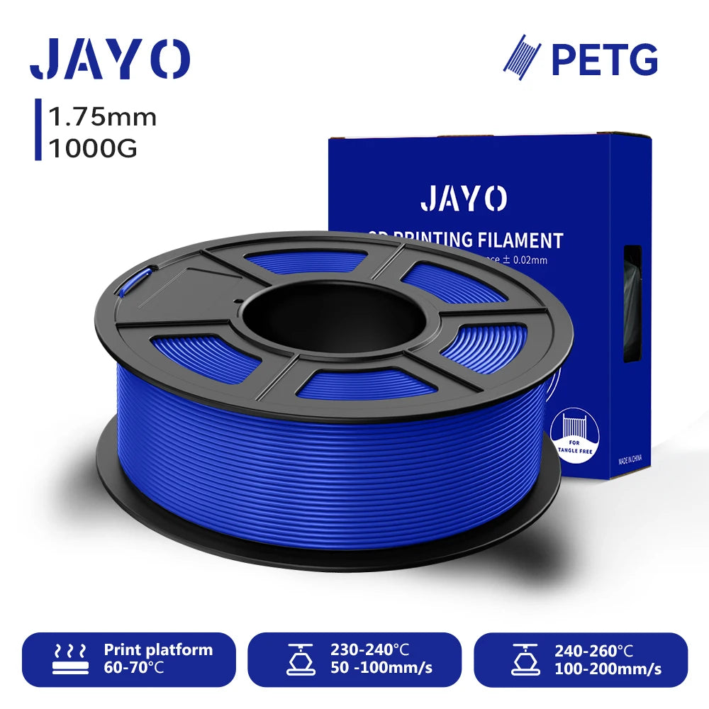 JAYO 3D PETG Filament 1.75mm +/-0.02mm 1100g PLA Printer Filament Neatly Wound 3D Printing Material For Bambu FDM 3D Printer