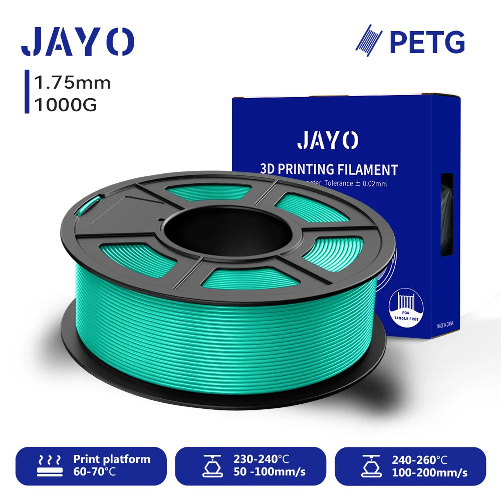 JAYO 3D PETG Filament 1.75mm +/-0.02mm 1100g PLA Printer Filament Neatly Wound 3D Printing Material For Bambu FDM 3D Printer